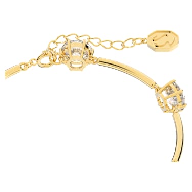 Constella bracelet, Round cut, White, Shiny gold-tone plated